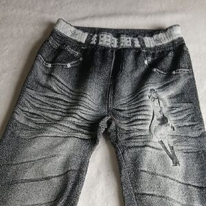 'Girl'sBlack and Grey Wash Leggings - Stretch Comfort